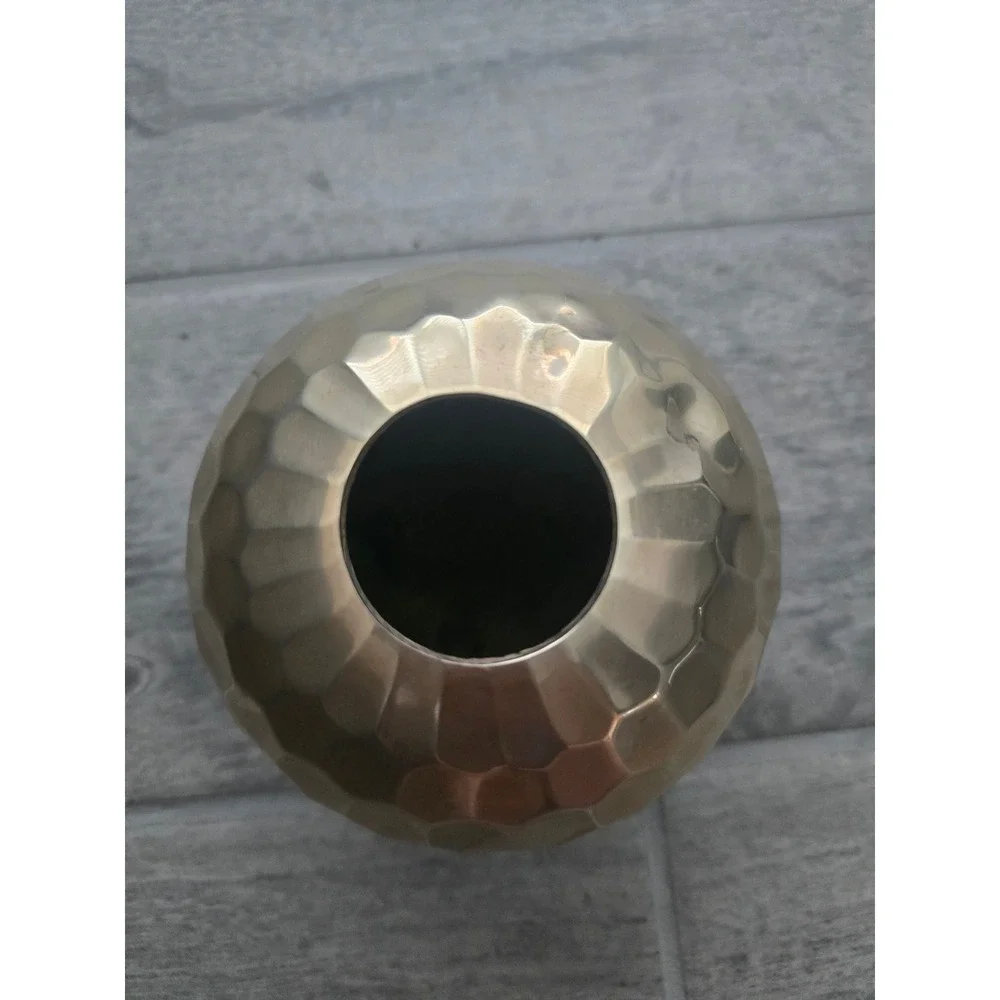 Brass Geometric Hexagon‎ Round Vase Table Decor VTG Home